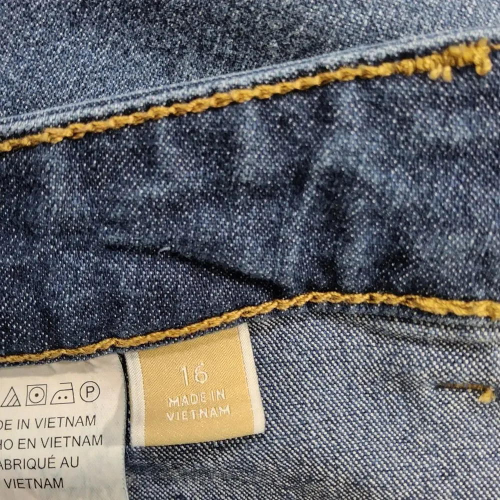 Michael Kors High Rise Relaxed Straight Leg Women’s 16 Blue Denim Utility Pocket